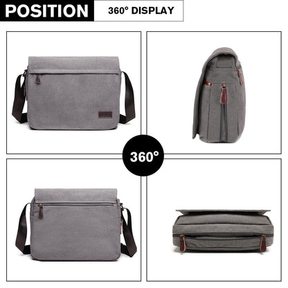 Miss Lulu Kono Classic Expanding Messenger Bag (LB1925) - Grey