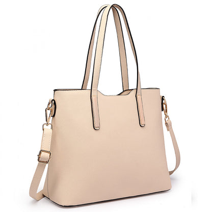 Miss Lulu Three Piece Tote Shoulder Bag And Clutch (LT6648) - Beige