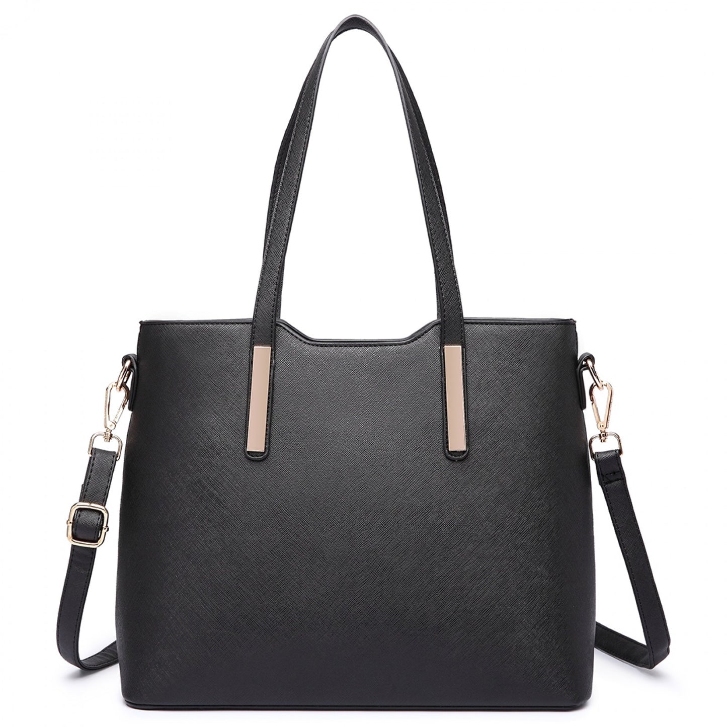 Miss Lulu Three Piece Tote Shoulder Bag And Clutch (LT6648) - Black