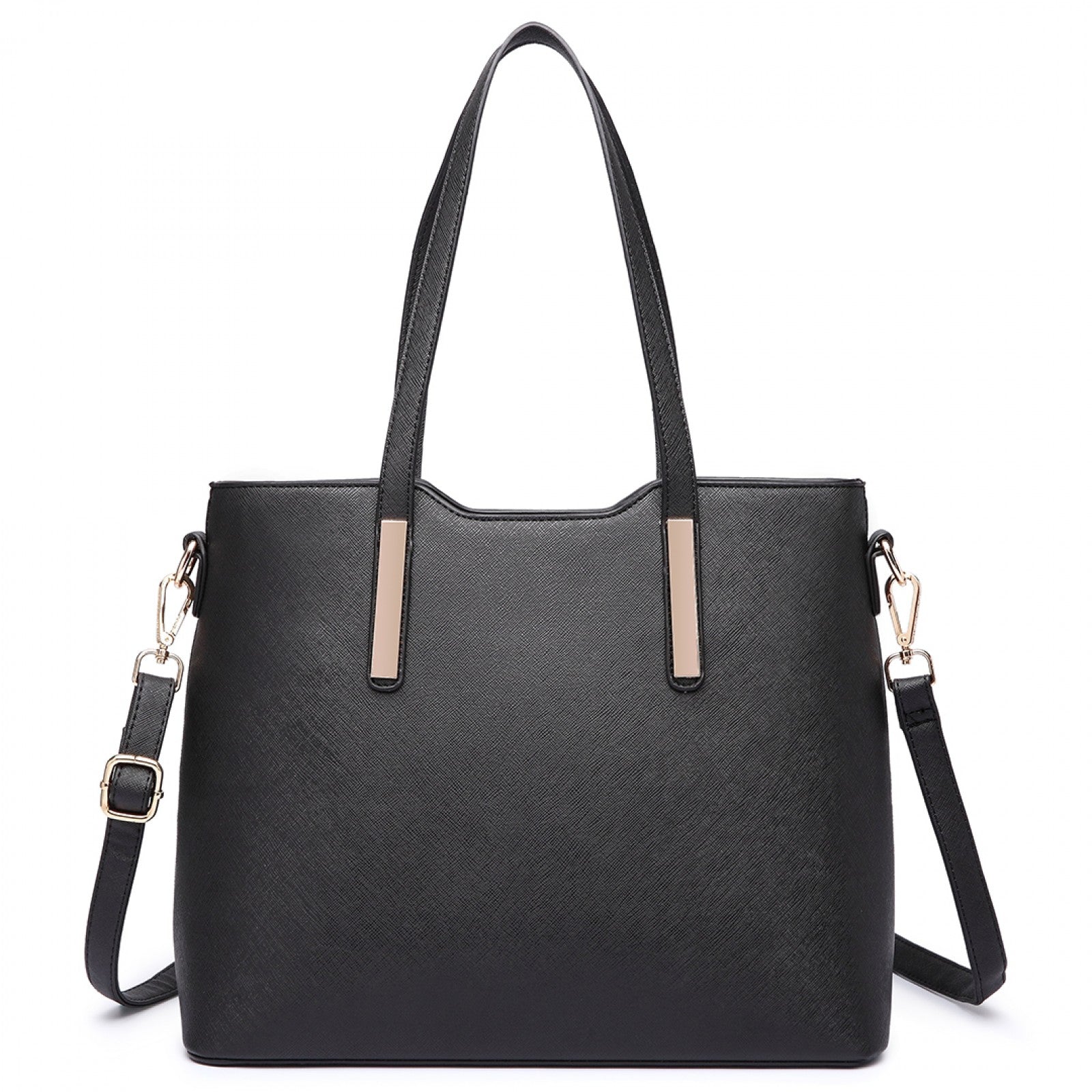 Miss Lulu Three Piece Tote Shoulder Bag And Clutch (LT6648) - Black
