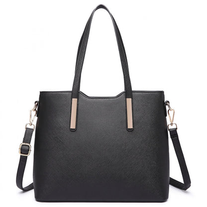 Miss Lulu Three Piece Tote Shoulder Bag And Clutch (LT6648) - Black