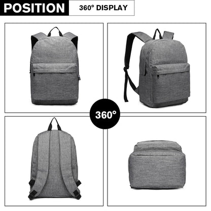 Kono Durable Polyester Everyday Backpack With Sleek Design (E1930) - Grey