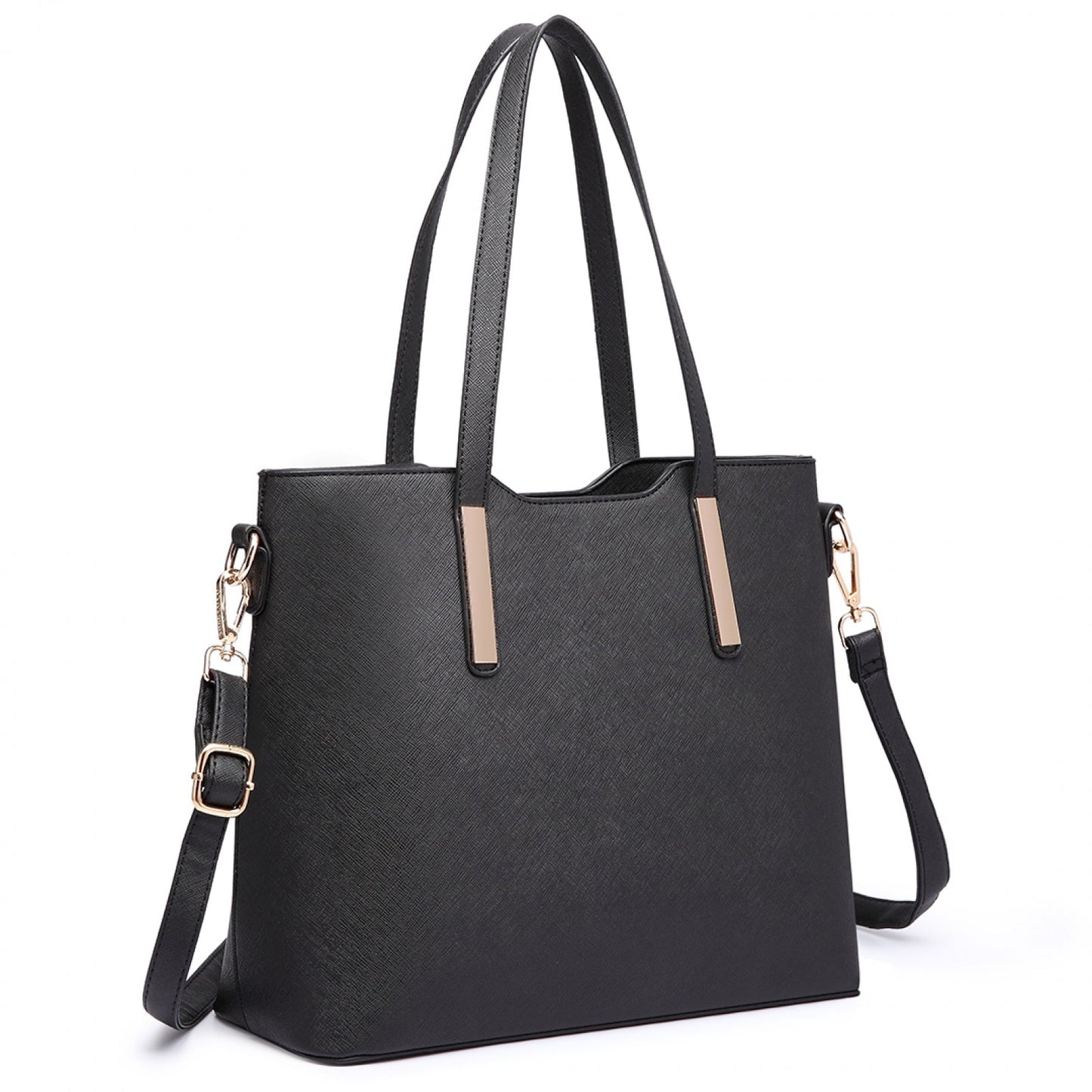 Miss Lulu Three Piece Tote Shoulder Bag And Clutch (LT6648) - Black