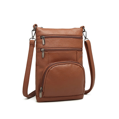 Kono Miss Lulu Multi Pocket Leather Look RFID-Blocking Cross Body Bag (LB6927) - Brown