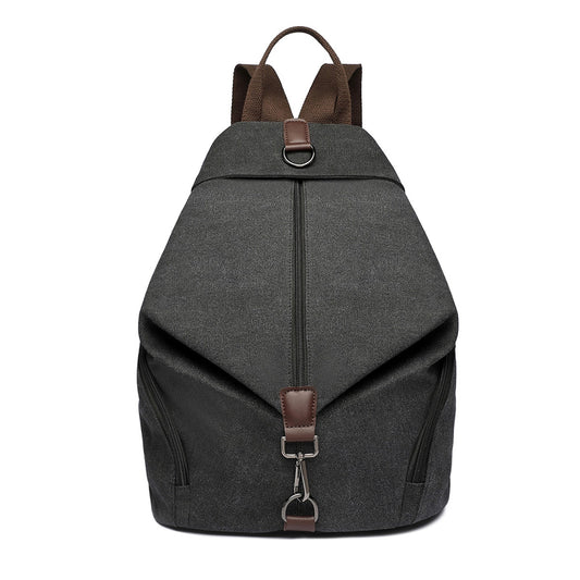 Kono Fashion Anti-Theft Canvas Backpack (EB2044) - Black
