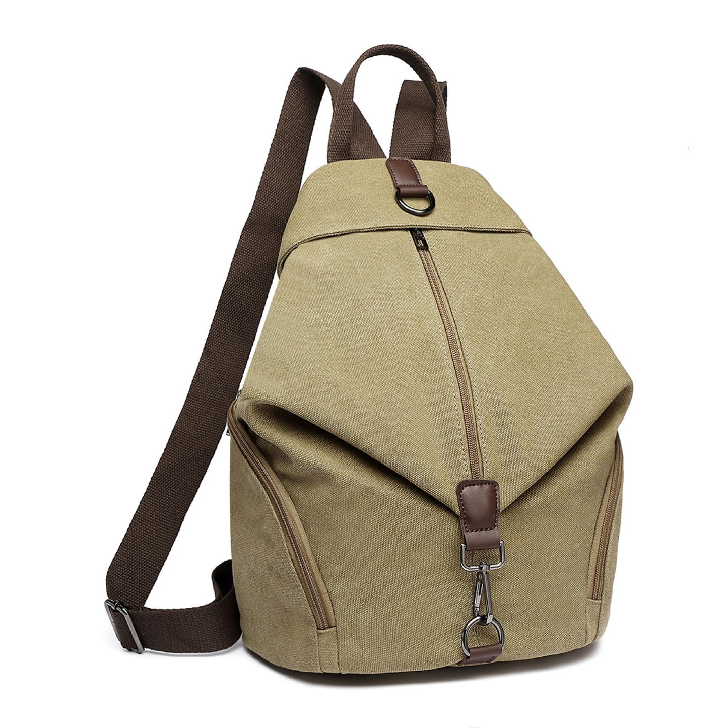 Kono Fashion Anti-Theft Canvas Backpack (EB2044) - Khaki