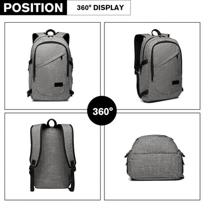 Kono Business Laptop Backpack with USB Charging Port (E6715) - Grey