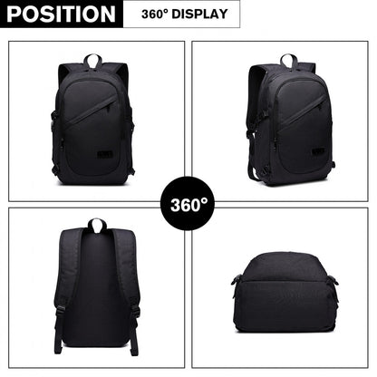 Kono Business Laptop Backpack with USB Charging Port (E6715) - Black