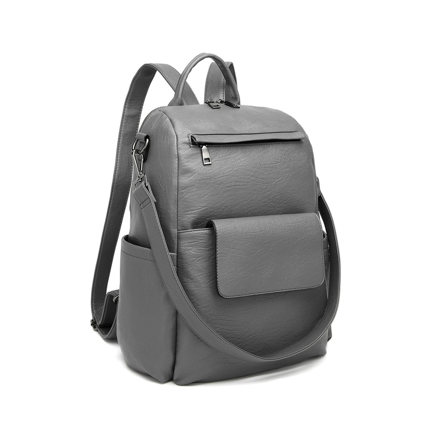 Miss Lulu Large Leather Look Backpack (LH2012) - Grey
