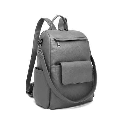 Miss Lulu Large Leather Look Backpack (LH2012) - Grey