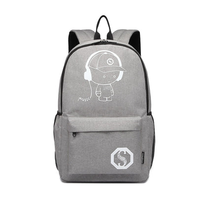 Kono Multi-functional Glow-in-the-Dark Trolley Backpack (E6877) - Grey
