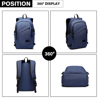 Kono Business Laptop Backpack with USB Charging Port (E6715) - Navy Blue