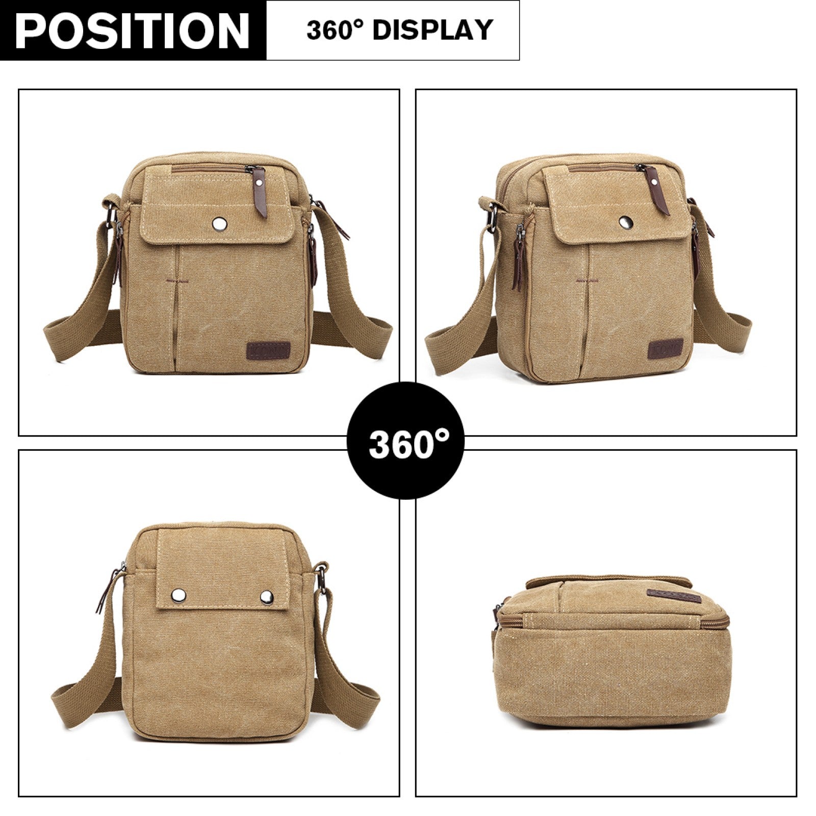Kono Multi Pocket Cross Body Shoulder Bag (E1971) - Khaki