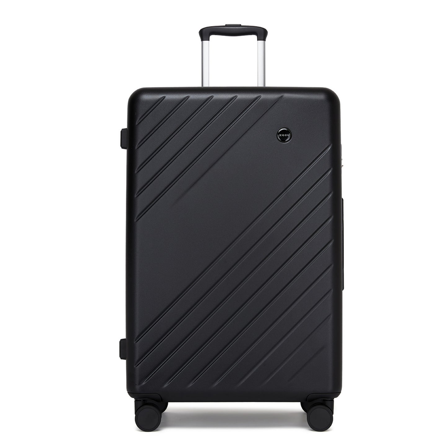 Kono ABS+PC Hard Shell Luggage, Diagonal Stripe Lightweight Travel Suitcase with Silent Spinner Wheels & Organised Interior (KSK2585) - Black