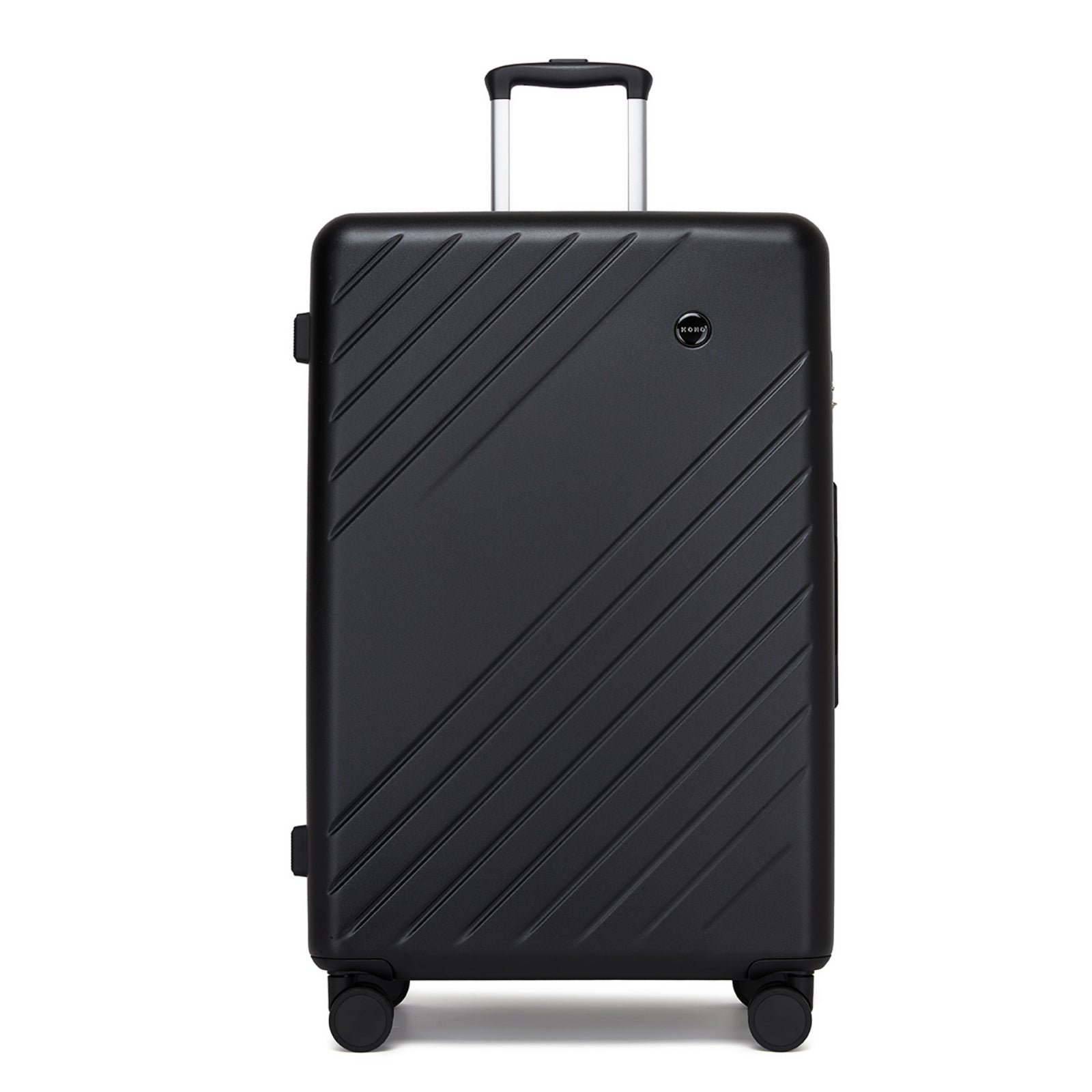 Kono ABS+PC Hard Shell Luggage, Diagonal Stripe Lightweight Travel Suitcase with Silent Spinner Wheels & Organised Interior (KSK2585) - Black