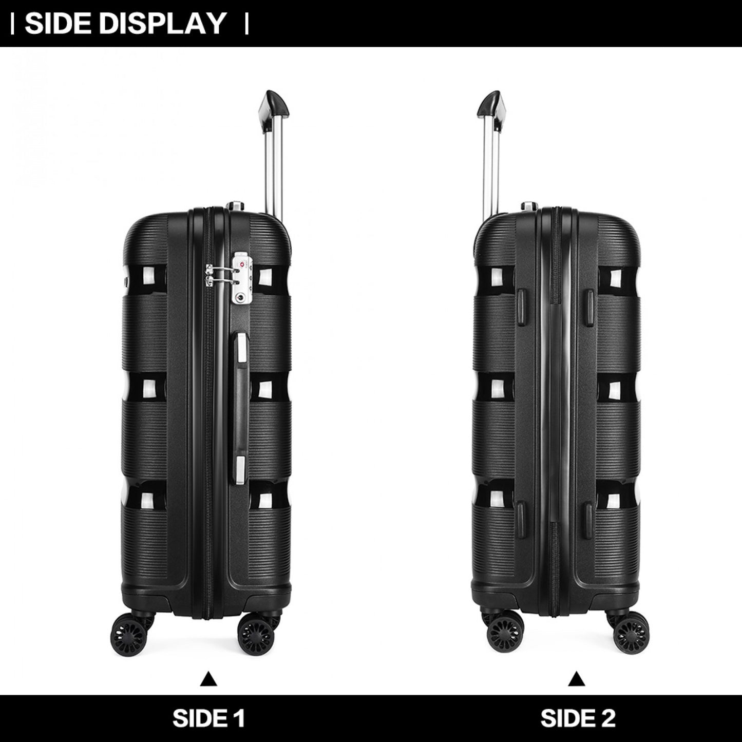 Kono Bright Hard Shell PP Suitcase In (K2092L) - Black