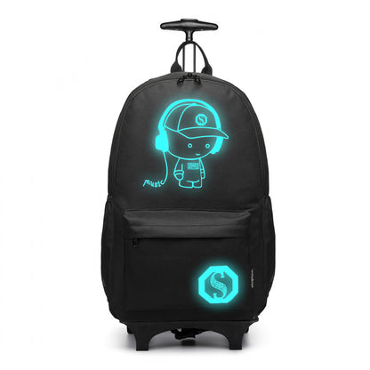 Kono Multi-functional Glow-in-the-Dark Trolley Backpack (E6877) - Black
