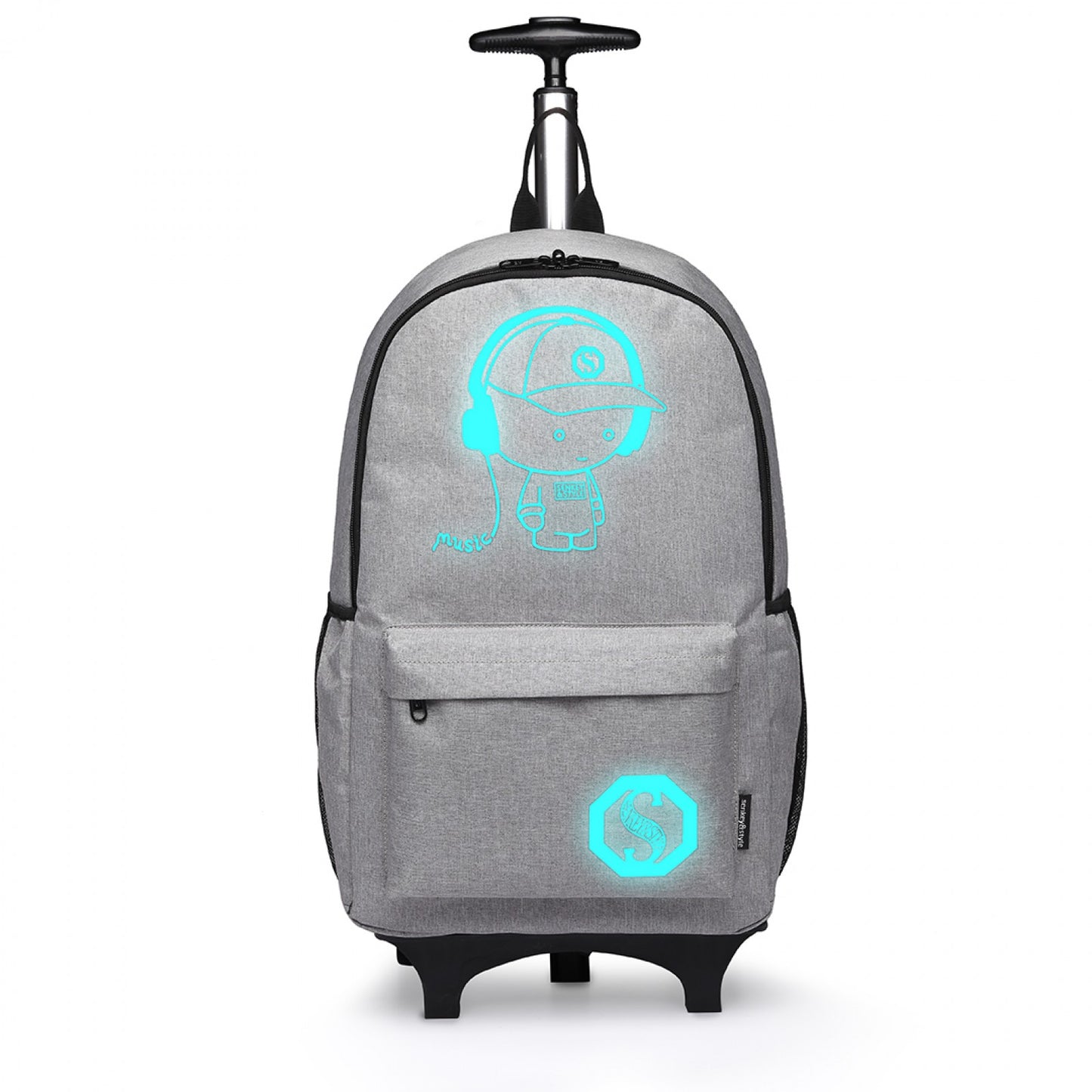 Kono Multi-functional Glow-in-the-Dark Trolley Backpack (E6877) - Grey
