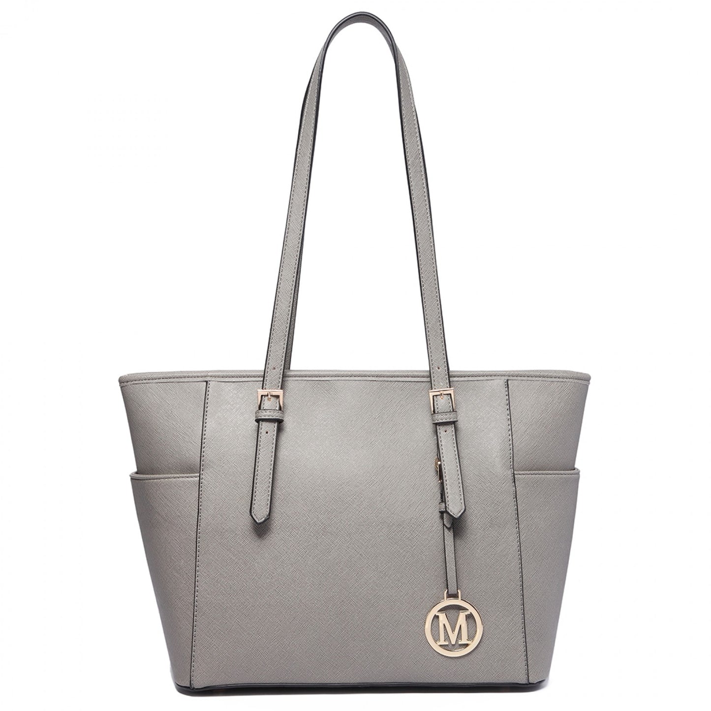 Miss Lulu Faux Leather Adjustable Handle Tote Bag (LM1642-1) - Grey