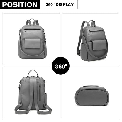 Miss Lulu Large Leather Look Backpack (LH2012) - Grey