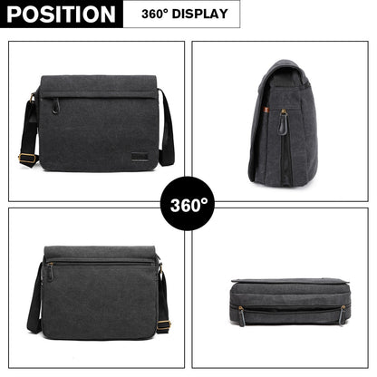 Miss Lulu Kono Classic Expanding Messenger Bag (LB1925) - Black