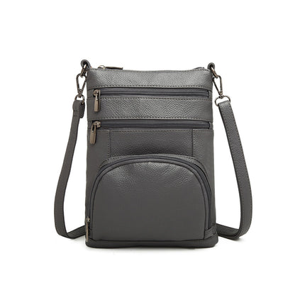 Kono Miss Lulu Multi Pocket Leather Look RFID-Blocking Cross Body Bag (LB6927) - Grey