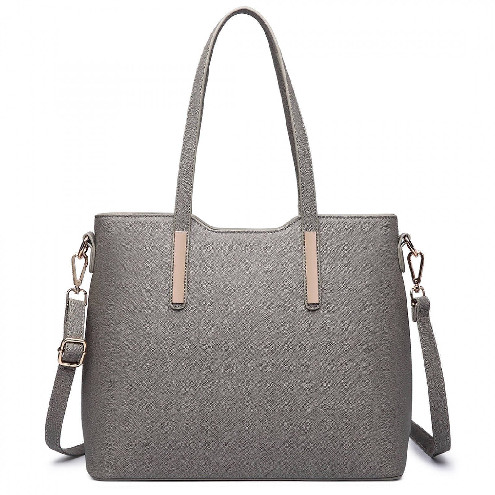 Miss Lulu Three Piece Tote Shoulder Bag And Clutch (LT6648) - Grey