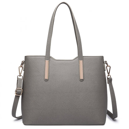 Miss Lulu Three Piece Tote Shoulder Bag And Clutch (LT6648) - Grey