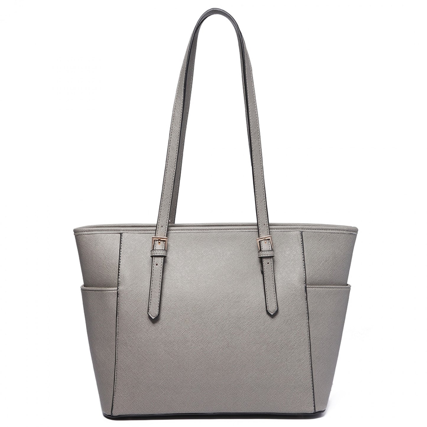 Miss Lulu Faux Leather Adjustable Handle Tote Bag (LM1642-1) - Grey