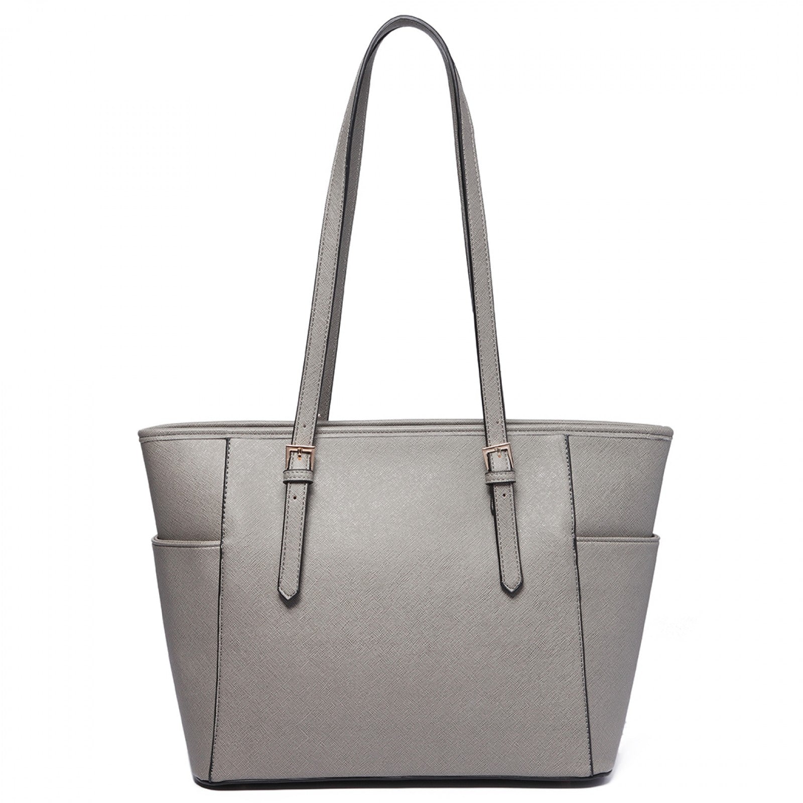 Miss Lulu Faux Leather Adjustable Handle Tote Bag (LM1642-1) - Grey