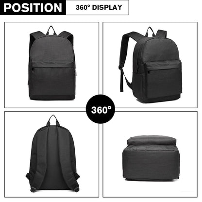 Kono Durable Polyester Everyday Backpack With Sleek Design (E1930) - Black