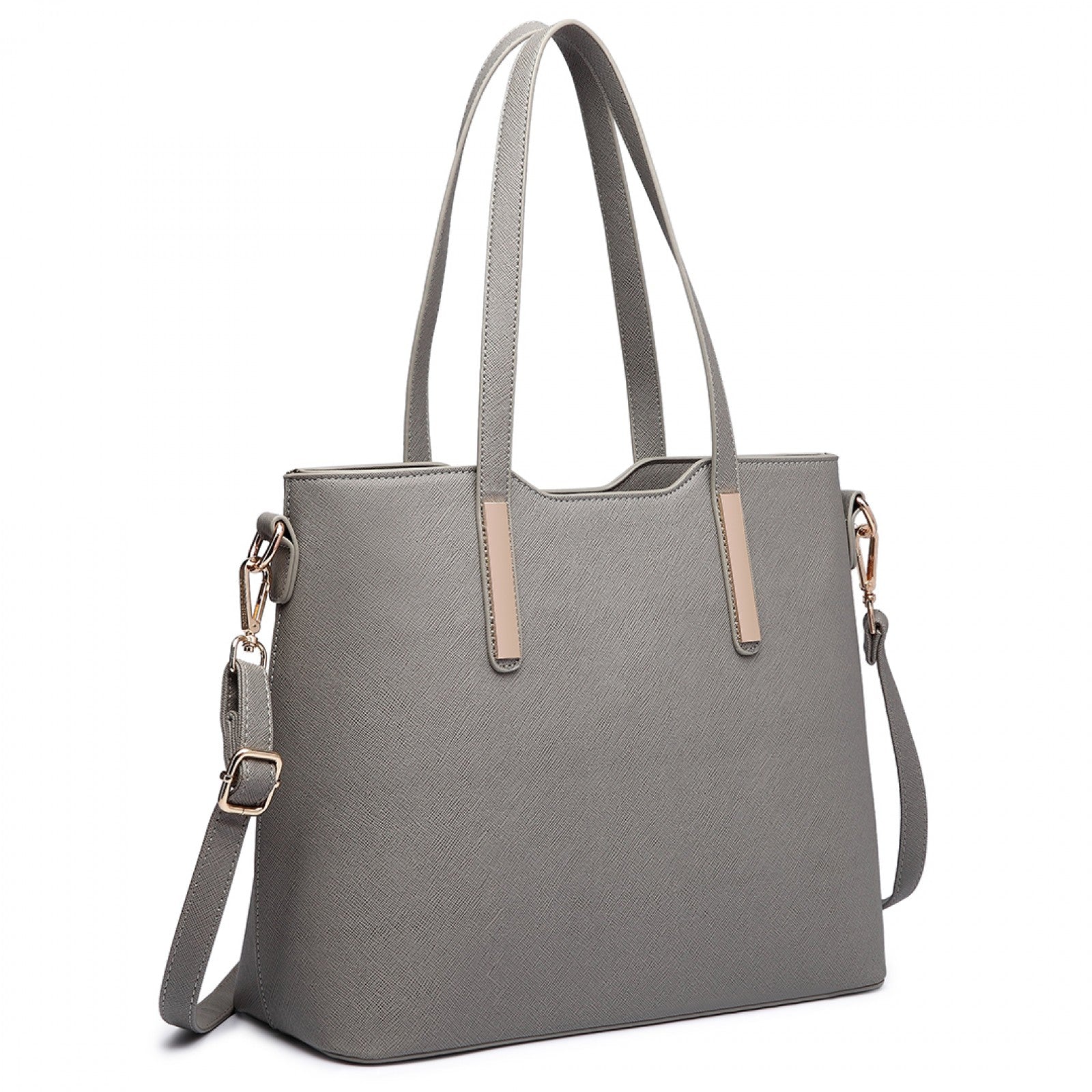 Miss Lulu Three Piece Tote Shoulder Bag And Clutch (LT6648) - Grey