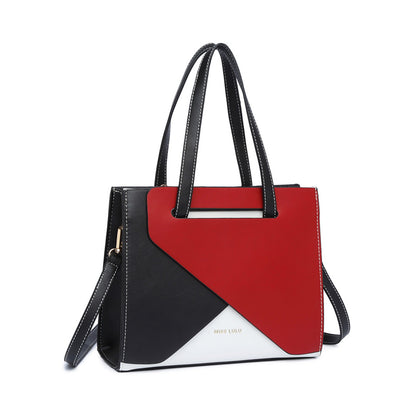 Miss Lulu Contrast Panel Shoulder Bag (LB2008) - Red