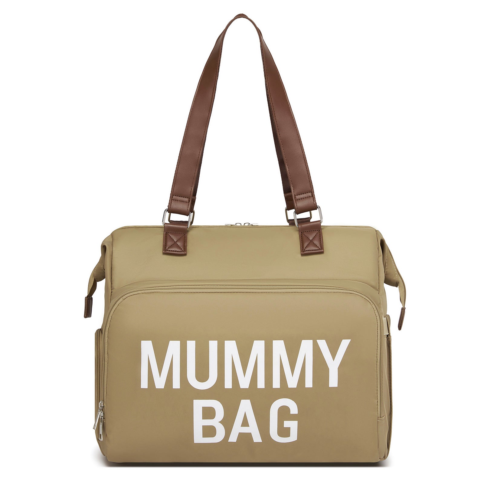 Kono Large Nappy Changing Tote Bag with Shoe Compartment, Insulated Pockets & Waterproof Zip Pocket (BCK2503) - Khaki