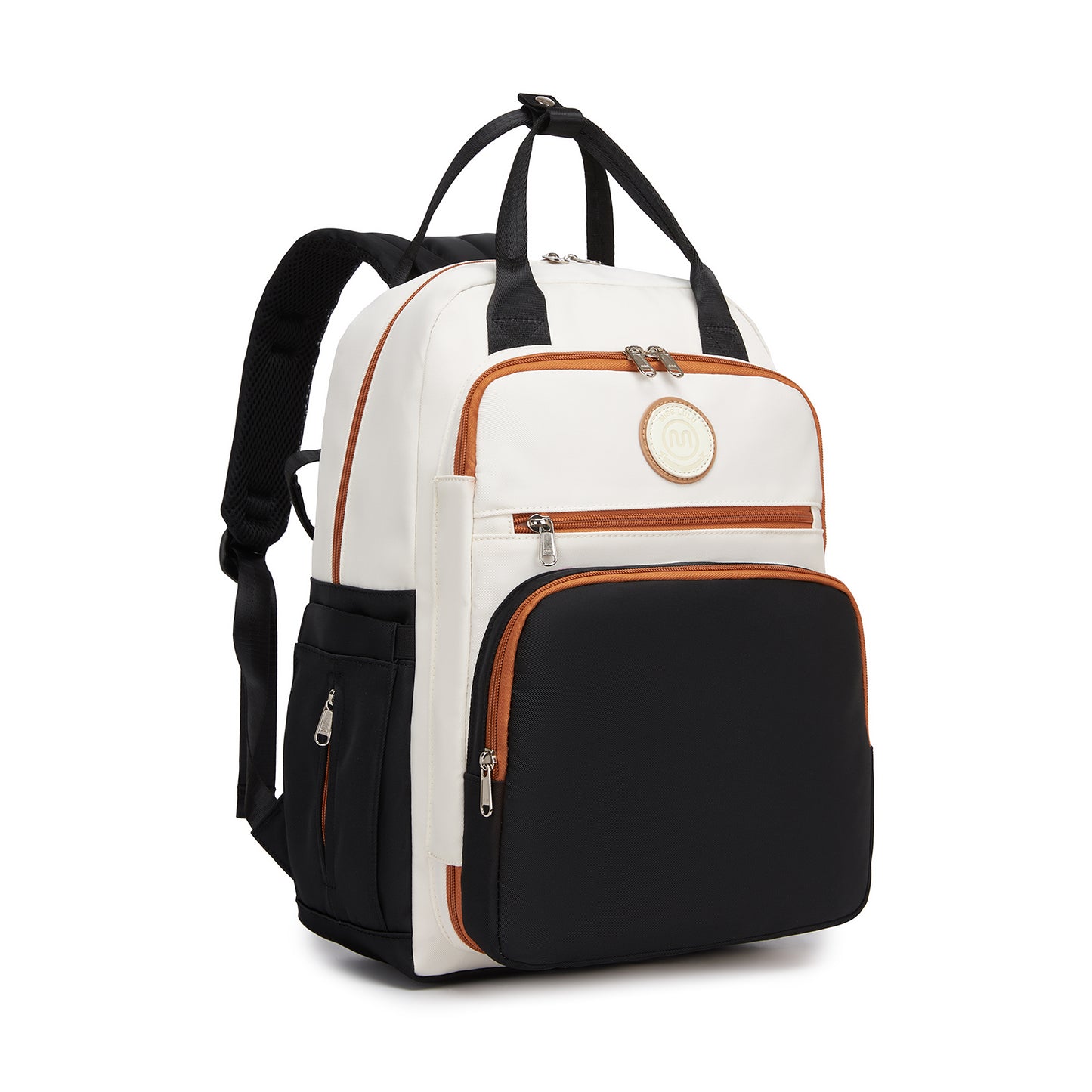 Black and beige Miss Lulu baby changing backpack front view
