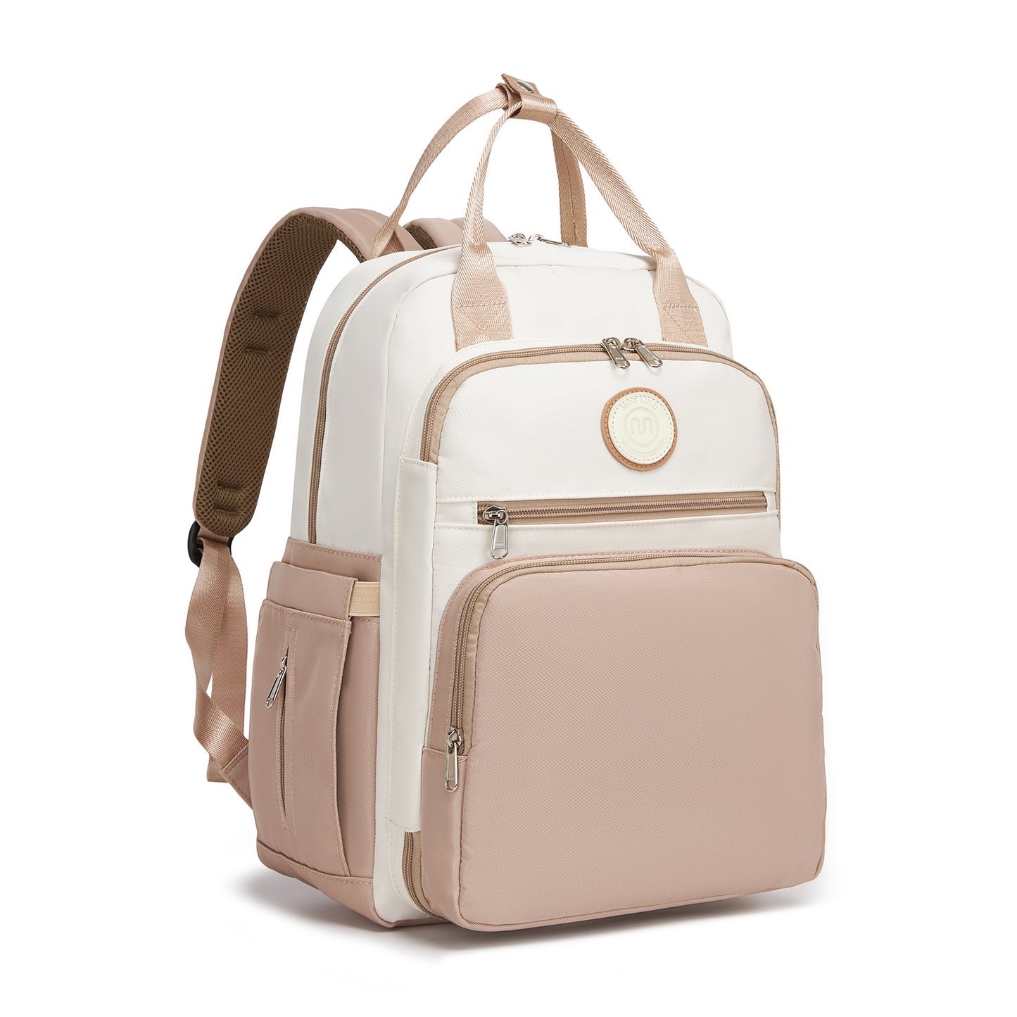 Khaki and beige Miss Lulu baby changing backpack front view