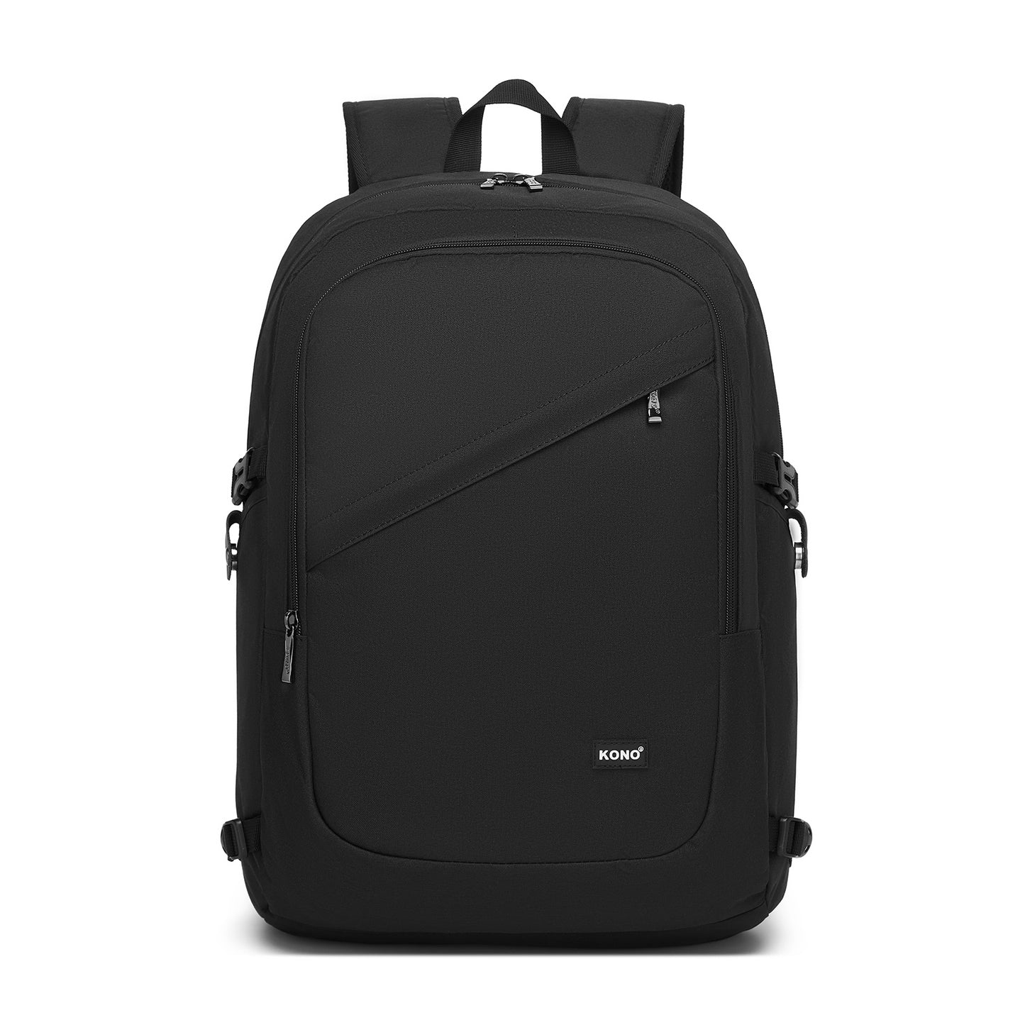 Black Kono large laptop commuter backpack front view