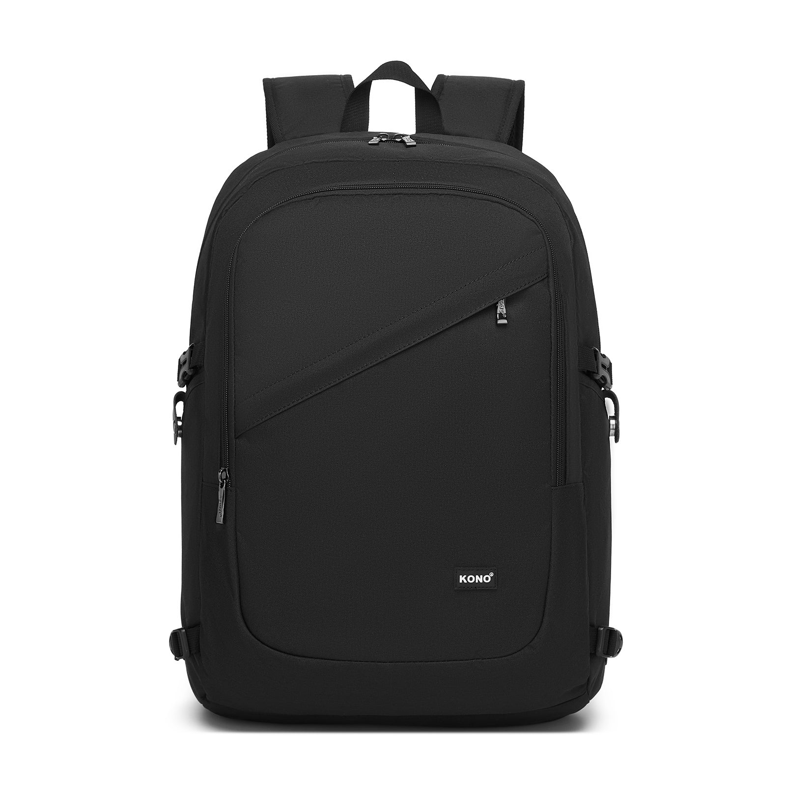Black Kono large laptop commuter backpack front view