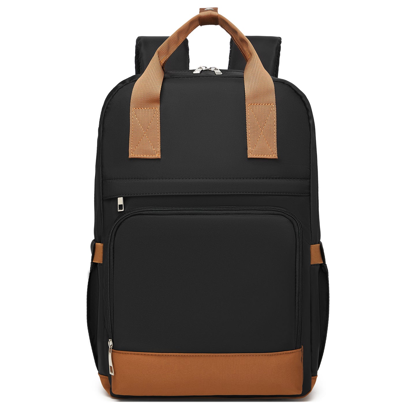 Kono Casual Contemporary Laptop Backpack - Black and Brown - product view 2