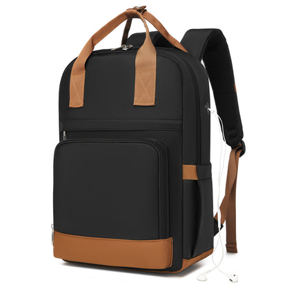 Kono Casual Contemporary Laptop Backpack - Black and Brown - product view 3