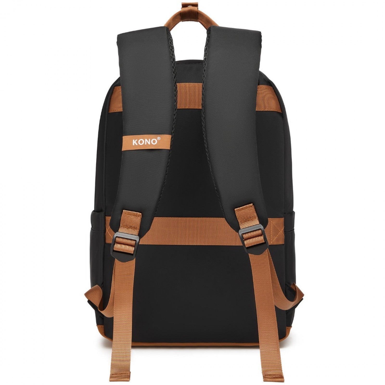 Kono Casual Contemporary Laptop Backpack - Black and Brown - product view 4