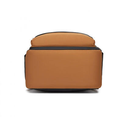 Kono Casual Contemporary Laptop Backpack - Black and Brown - product view 5