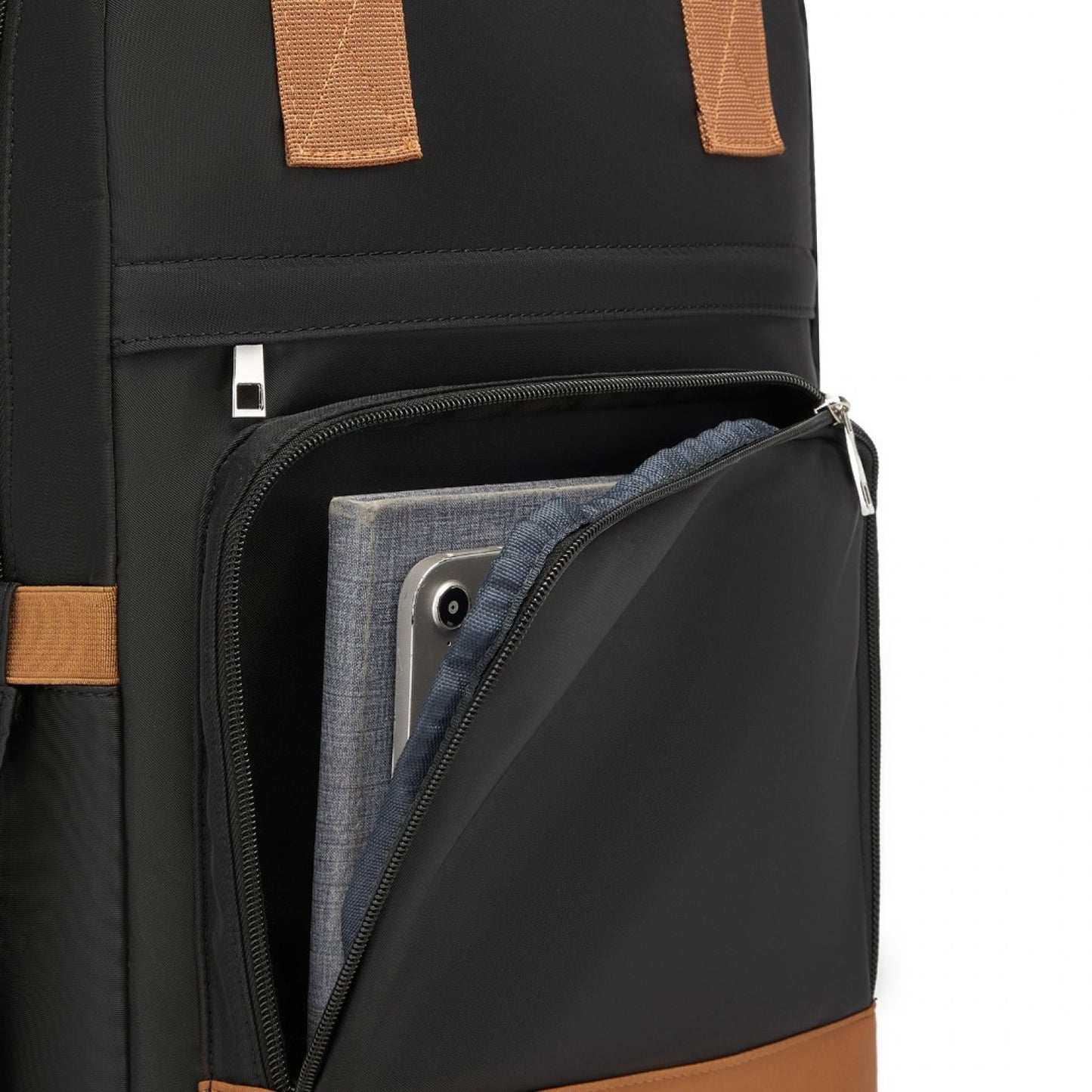 Kono Casual Contemporary Laptop Backpack - Black and Brown - product view 11