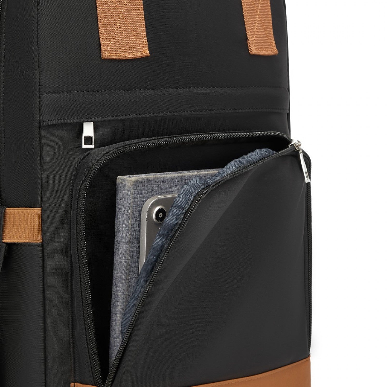 Kono Casual Contemporary Laptop Backpack - Black and Brown - product view 11