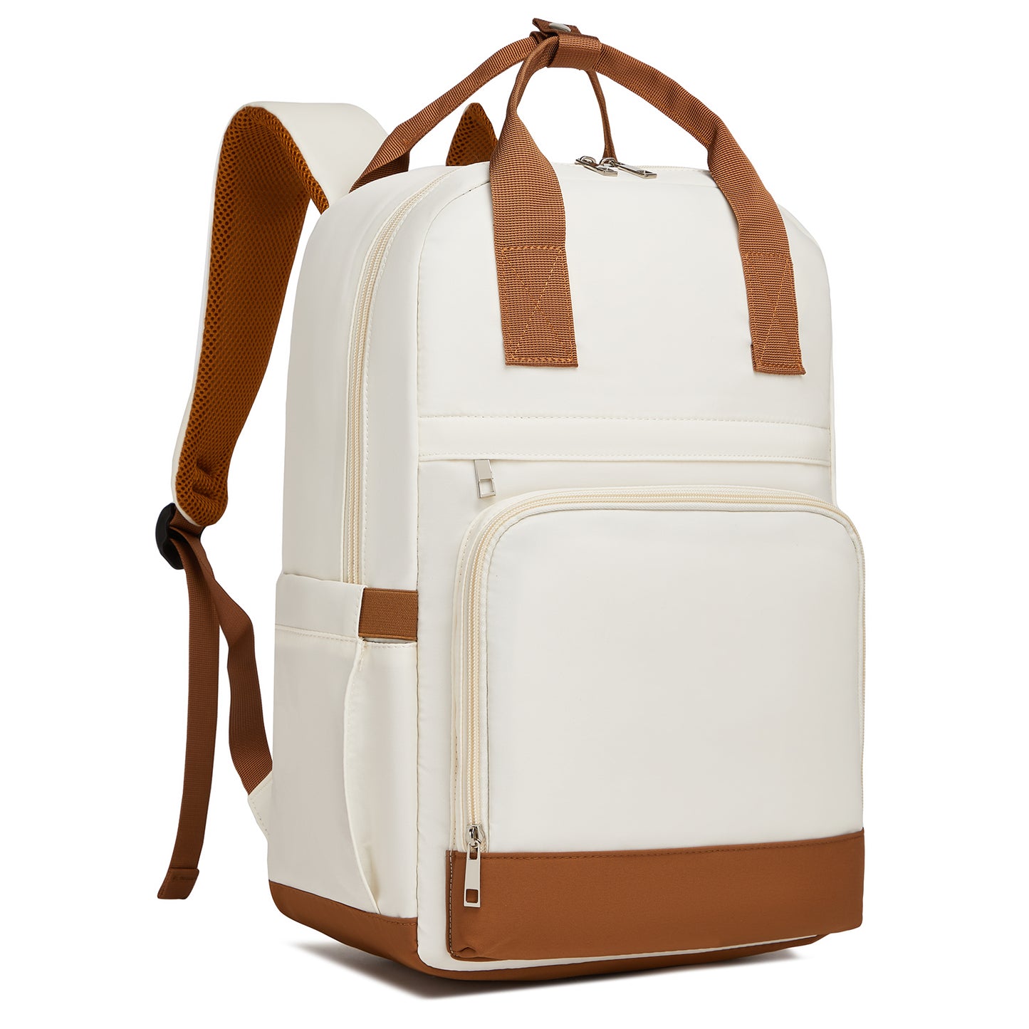 Kono Casual Contemporary Backpack - Cream and Brown