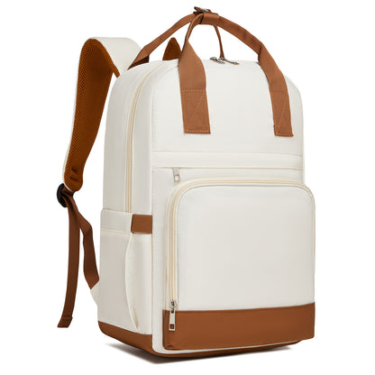 Kono Casual Contemporary Backpack - Cream and Brown