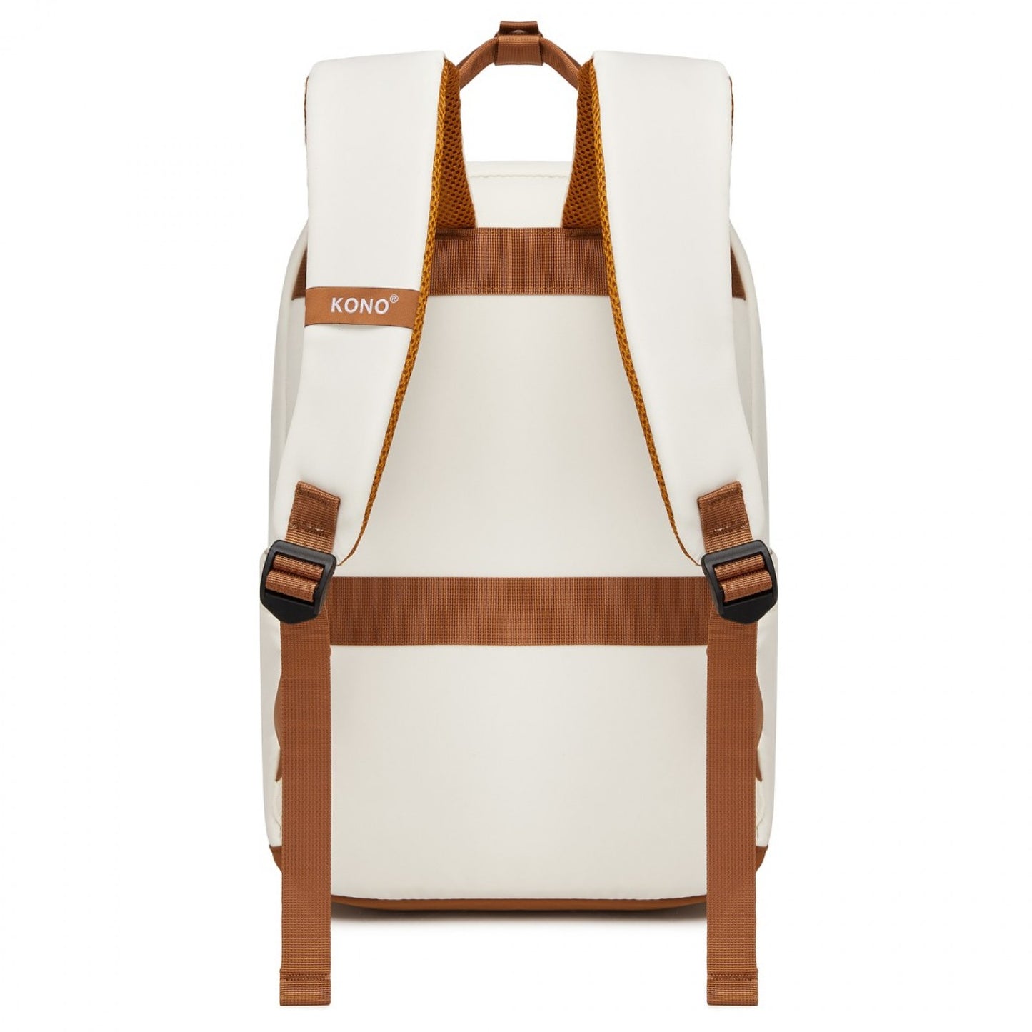 Kono Casual Contemporary Laptop Backpack - Cream and Brown - product view 4