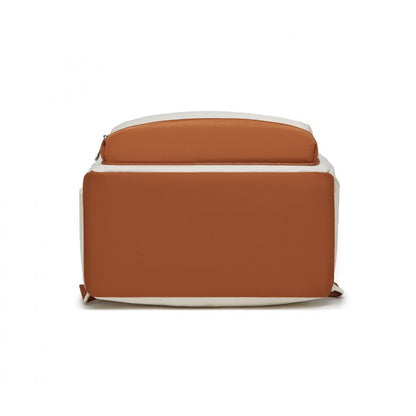Kono Casual Contemporary Laptop Backpack - Cream and Brown - product view 5