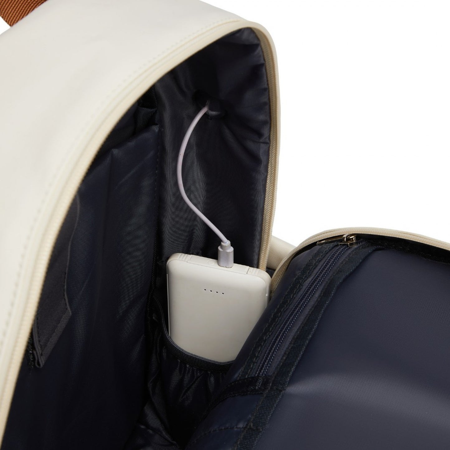 Kono Casual Contemporary Laptop Backpack - Cream and Brown - product view 10