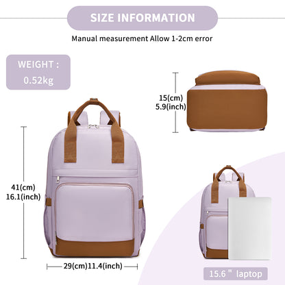 Kono Casual Contemporary Laptop Backpack - Purple and Brown - product view 6